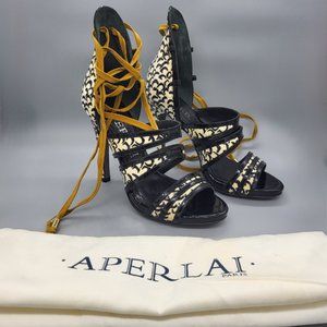Aperlai Snakeskin/Patent Heels